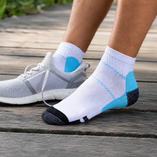 Orthonell Flow Active™_Korte_Compressiesokken_kleur_wit_blauw_grijs