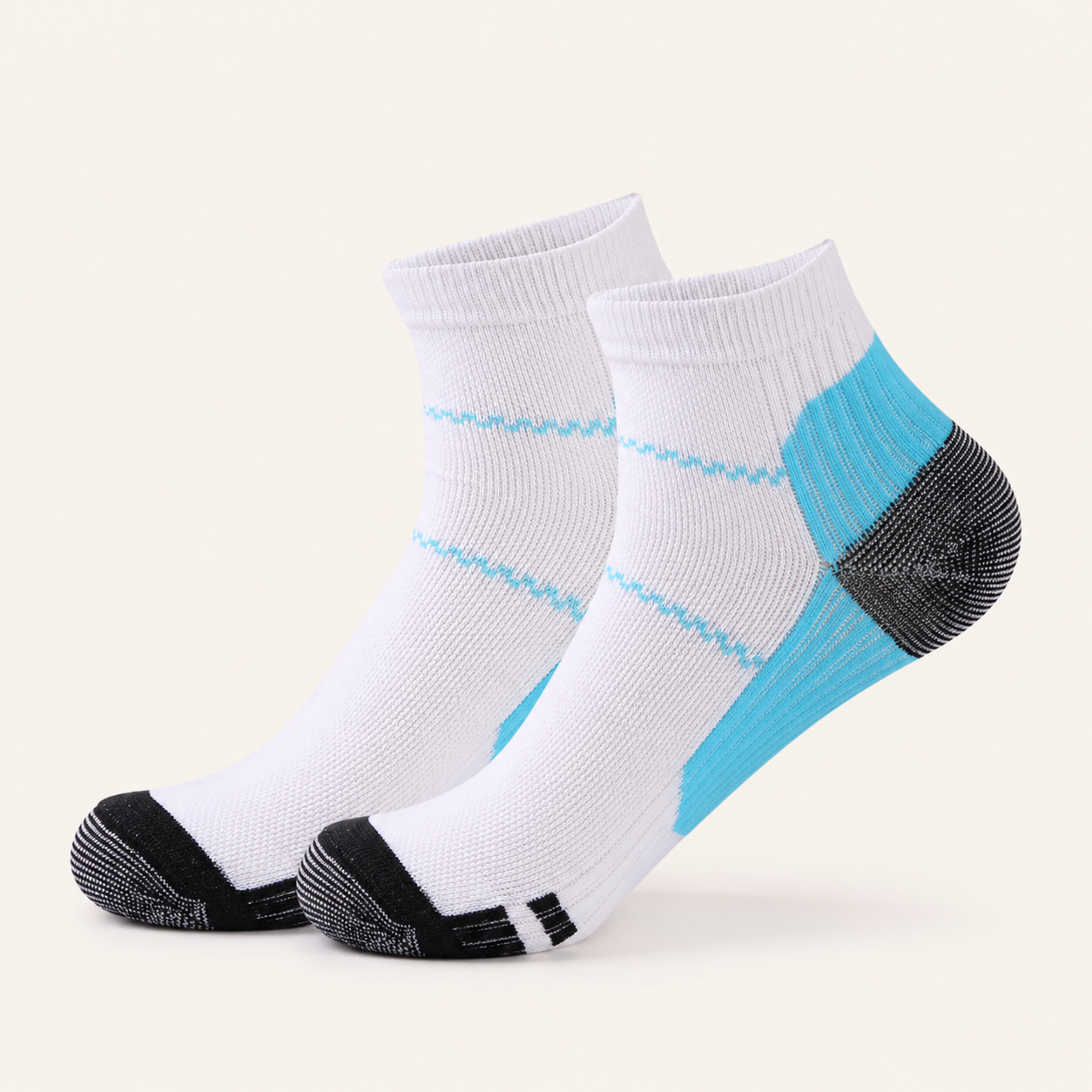 Orthonell Flow Active™_Korte_Compressiesokken_kleur_wit_blauw_grijs