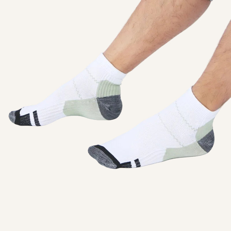 Orthonell Flow Active™_Korte_Compressiesokken_kleur_wit_groen_grijs