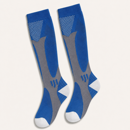 Orthonell Flow Comfort™_Ondersteunende_Compressiesokken_kleur_blauw_grijs_product_studio_foto