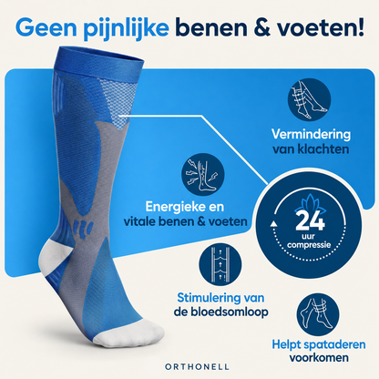 Orthonell Flow Comfort™_Ondersteunende_Compressiesokken_kleur_blauw_grijs_product_voordelen