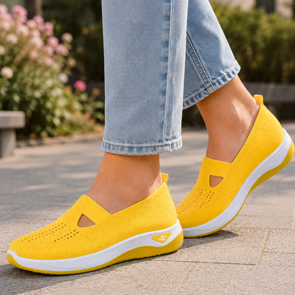 Orthonell Support Flow™_ergonomische_schoen_model_foto_kleur_geel_wit