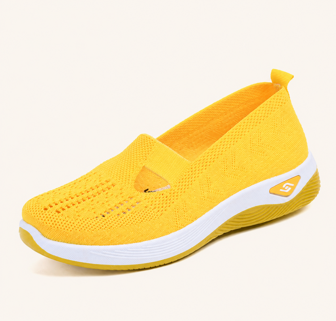 Orthonell Support Flow™_ergonomische_schoen_model_foto_kleur_geel_wit