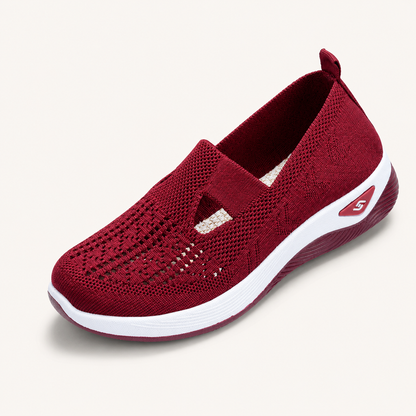 Orthonell Support Flow™_ergonomische_schoen_model_foto_kleur_rood_wit
